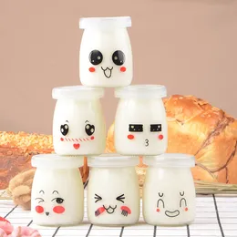 Dinnerware Sets 6pcs 150/200ml Pudding Bottle Glass Bread Store Cute Heat-Resistant Yogurt Containers Milk Cup Jelly Jar For Home Shop 230920