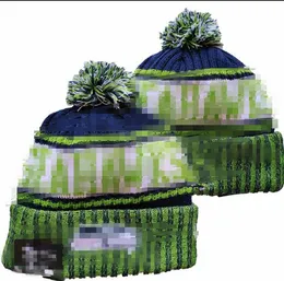 Seattle Beanies Cap SEA Wolle Warme Sportstrickmütze Hockey North American Team Gestreifte Sideline USA College Cuffed Pom Hats Männer Frauen A3