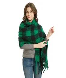 Bufanda cuadrada pequeña verde, roja, amarilla, negra y blanca, bufandas de lana de Cachemira cálidas de invierno para mujer 1468226
