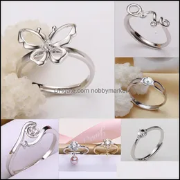 Smyckesinställningar MLJY Pearl Ring 50% SLIVER RINGS 6 Styles DIY Justerbar storlek Julklapp leverans Dhgarden Otxhb