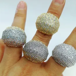 Bröllopsringar Godki Maxi Bold Ball -uttalande Ring för kvinnor Full Cubic Zircon Finger Beads Charm Bohemian Beach Jewelry Gift 230920