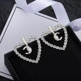 Designer Heart-shaped Stud Aretes Orecchini Diamond Crystal Stylish Women's Earrings Gift Jewelry