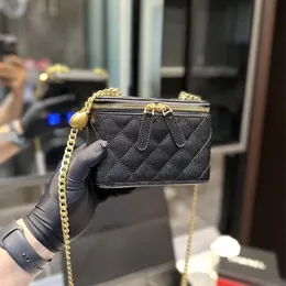 High Quality Women shloulder Bags Handbags Designer Luxury Mini Portable Box Cosmetic Lipstick Bag Sheepskin Black Fashion Small Purses Golden Ball dhgate bag