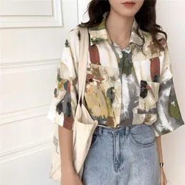 Women's Blouses Summer Shirt Short Sleeve Tees Chiffon Harajuku Blouse For Women Hawaiian Cute Doodle Tops Blusas Mujer