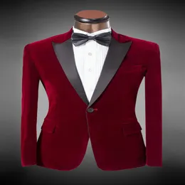 スーツパンツ2016新しいデザインメンズスーツボルドーベルベットスーツ花嫁室のウェディングドレス5xlメンズブレザー283S