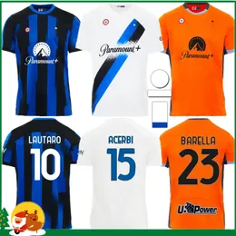 23 24 Lukaku Soccer Jersey Barella inters Milans Lautaro Vidal J. Correa 2023 2024 Football Shirt Calhanoglu Gagliardini Men Kit Kids Dimarco