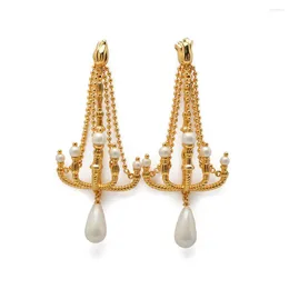 Dingle örhängen för att reines lyxig vintage överdriven ljuskrona ljushållare för kvinnor mode gyllene pendientes accesorios smycken