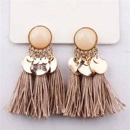 Bohemian Sequins Tassel Earrings for Women Wedding Party Acrylic Beads Statement Drop Earrings Long Vintage Fringing Jewelry266k