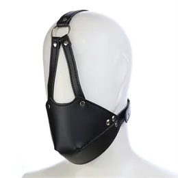 Costume Accessories Black PU Bandage Head Mask Unisex Cosplay Costume Sexy Rivet Hollow Out Men Face Cover Roleplay Party Accessories