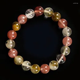 Pulseira redonda 10mm transparente verdejante cereja melancia turmalina cristal diy pulseira artesanal 7.5 polegadas ajuste linda menina feminina h280