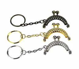 20 pcslot 4 cm golden bronze silver half round metal purse frame Kiss clasp Lock With Key Ring Bag Accessories 3 colors CJ1912173836626