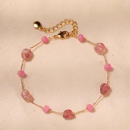 Strang CCGOOD Unregelmäßiges rosa Naturstein-Armband für Frauen, vergoldet, 18 K, hochwertiger Modeschmuck, Pulseras Mujer