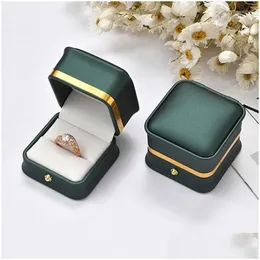 ジュエリーポーチバッグPhnom Dark Green Leather Organizer Ring BoxペンダントブレスレットネックレスストレージケースギフトパッケージディスプレイドロップDE DH8OK