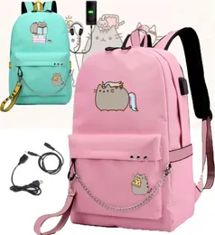 IMIDO mignon gros chat sacs à dos pour les filles retour à l'école épaules sac à dos Usb charge toile sac de voyage adolescents sacs pour ordinateur portable LJ208709867