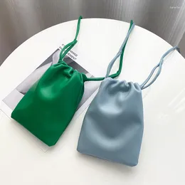 Evening Bags Casual Drawstring Bag Style Women Crossbody Candy Color Lady Mini Bucket For Mobile Phone Female Shoulder Purse Wallet