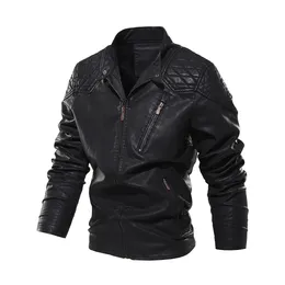 Mens Leather Faux Men Autumn Motorcykel Slim Fleece Jacket Coat Fashion Winter Outdoor Casual Motor Biker PU 230921