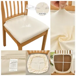 Chair Covers Waterproof PU Seat Cover Stretch Protector Slipcover Solid Color For el Banquet Dining Living Room 1 4 6pcs 230921