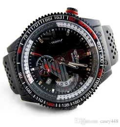 Fashion Men Brand Winner skeleton watch black silicone calendar second disc mechanical watch relojes de hombre252L6060975