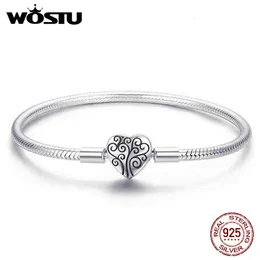 Charmarmband Wostu äkta Sterling Silver Tree of Life Charm Armband Bangle For Women Fit Original Brand DIY Pärlor smycken CQB066 230921