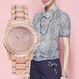 WJ-6433 relógio de quartzo feminino moda bling casual senhoras relógio feminino quartzo ouro cristal diamante para mulher clock213z