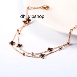 Chain Link Chain Adjustable Clover Bracelet Rose Gold Color Ladies Double Layer Women Jewelry Free ShipmentLink top