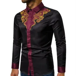Ubranie etniczne 2021 Man African Fashion Dashiki koszula tradycyjny styl Drukowany z długim rękawem Afryka Bazin T-shirt T-shirt Mężczyzna D315Q