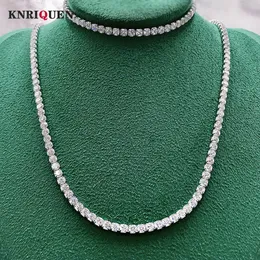 Pendant Necklaces Luxury 100% Sterling Silver 3mm Full High Carbon Diamond 5A Zircon Tennis Chain Bracelet 16-18cm Necklace 45cm for Women Men 230921