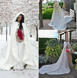 Outdoor Cape Cloak Winter Bridal Cloak Faux Fur Wedding Wraps Jackets Hooded For Winter Weddings Bridal Cloaks Wedding Guest Gowns6283281