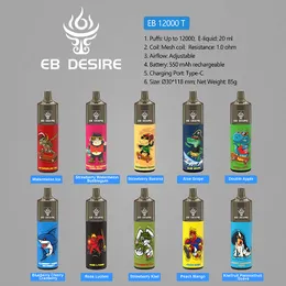 EB DESIRE Mega12000 puffs Vape pen BC600 BC800 BC5000 BC12000 RM 7000 7K 9K 12K puff Disposable Pod Cartridge 550mAh 20ml Battery Vapes Pods Stick Style