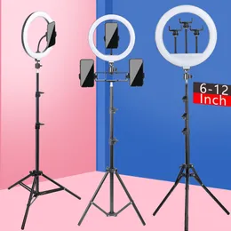 Flash Heads 6-12 "Selfie Ring Light Pography LED RIM 14 tum lampstativ Stand Ringlight för Live Video Streaming 230920