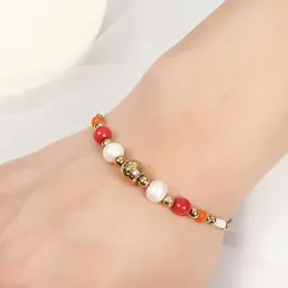 Link Bracelets Quality Exquisite Jewelry Girl Party Wear Waterproof Durable Stainless Steel Charm Stone Freshwater Pearl Mixed Color