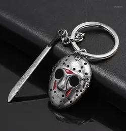 Keychains Whole 10 Pcs Horror Movie Friday The 13th Keychain Jason Mask Knife Cosplay Key Chain For Women Men Punk Jewelry Coo4553619
