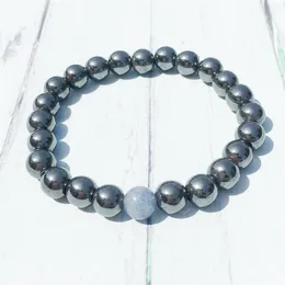 MG0443 New Design Men's Hematite Bracelet Blue Aventurine Yoga Energy Bracelet Natural Hematite Powerful Yogi Balance Bracelet2811