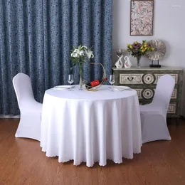Toalha de mesa redonda, tecido branco, elegante, sólido, capa de poliéster, aniversário, banquete, restaurante, festa, jantar