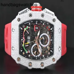 Richardmill Watch Milles Watches Mechanical 17 Carat Vvs1+ #039; White Mosonite Diamond Round Cut Swiss Automatic Mens frj