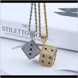 Erkekler İçin Buzlu Dış Zar Kadınlar Lüks Tasarımcı Mens Bling Diamond Cube Sagazlar Altın Gümüş Zirkon Takı Aşk B2en Kolyeler W69ms248i