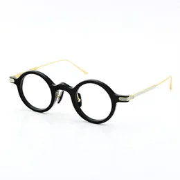 New Original Floral Buffalo horn Frames Designer Presbyopic Eyewear Circular Eyeglasses Titanium Myopic Eyewear Round Vintage208G