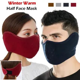 Berets Women Men Warm Earmuffs Mouth Mask Windproof Winter Cycling Soft Thick Ear Cover Solid Headphone Earlap Boys Girls