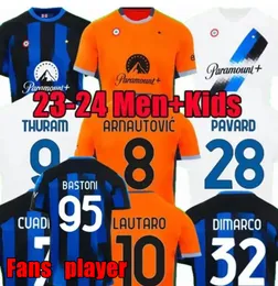 Fans Player Soccer Jersey 23 24 LUKAKU InterS LAUTARO Milans soccer jerseys ANNIVERSARY CORREA SKRINIAR 2023 2024 BROZOVIC Home away football shirt men kids kit