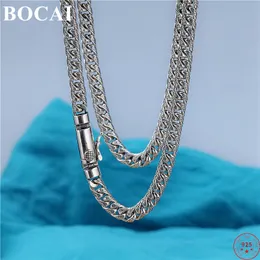Pendant Necklaces BOCAI S Sterling Silver Necklaces for Men Women Men's Fashion Eternal Vine Flat Horsewhip-chain Argentum Bracelets 230921