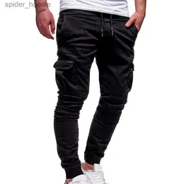 Męskie dżinsy Nowe 2021 Casual Joggers Pants Solid Kolor Men Bawełny Elastyczne Długie spodnie Pantalon Homme Wojskowe Spodnie Legginsy L230928