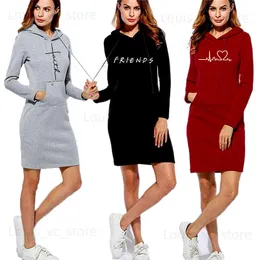 Basic Casual Dresses Autumn Winter Women Hoodies Sweatshirts Long-sleeved Dress Vestidos Woman Clothing Hooded Drawstring Pocket Pullover Dresses T230921