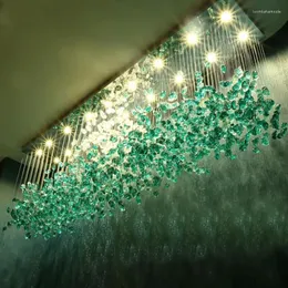 Lampadari Goccia d'acqua Cristallo Led Lusso Ramo di un albero Lampadario a soffitto Luce a sospensione Decorazione del soggiorno Lampada a sospensione a pioggia