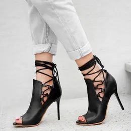 Boots Sexy Cross Strap High Heels Open-toed Fish Mouth Stiletto Sandals Large Size Women's Nightclub Bar Party
