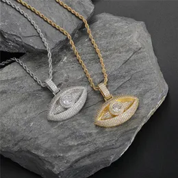 Ice Diamond Eye Pendant Necklace Men's and Women's Fashion Jewelry with Tennis Chain284j