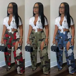 Kadın Pantolon Tasarımcısı Yeni Şık Dijital Yüksek Tanımlı Baskılı Delik Geçiş İş Giysesi Düz Tüp Pantolon 3 Renk