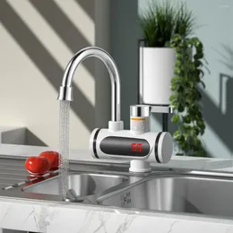 Krany kuchenne błyskawiczne kran podgrzewacza wody do łazienki 220V 3000W Elektrische Bez zbiornik Mikser Tap z cyfrowym wyświetlaczem LED