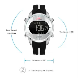 cwp 2021 KT Mens Sports Digital LED Watches with Silicone Strap Male Wristwatch Waterproof Luminous 2 Time Watch Relogio Masculino267R