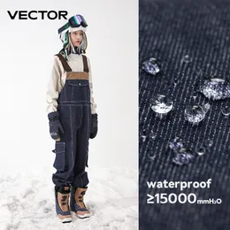 Лыжные штаны VECTOR, утолщенные мужские и женские джинсовые ремешки, ветрозащитные, сохраняющие тепло, износостойкие, для сноуборда, спорта на открытом воздухе 230920