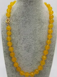 Catene da 8/10/12 mm con topazio giallo sfaccettato naturale, collana con perle di pietre preziose rotonde, 45,7 cm H29